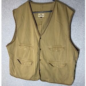 King Ranch Mens 3XL Tan Utility‎ Vest Sleeveless Pockets Button Front Cotton